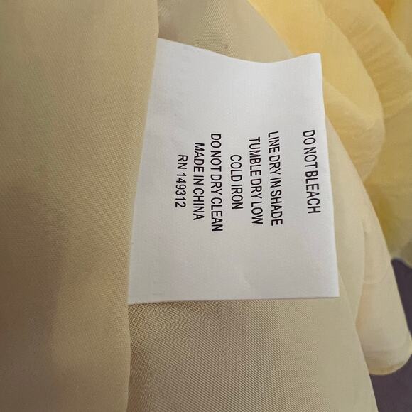 Billy J Halo Maxi Dress Lemon Yellow Polyester Ruffle Tiered Spaghetti Strap - Picture 13 of 14